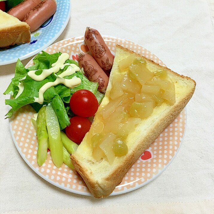 林檎葡萄ジャムトーストとウインナーサラダ朝ごはん レシピ 作り方 By Kuuuma 楽天レシピ 林檎葡萄ジャムトーストとウインナーサラダ朝ごはん レシピ 作り方 By Kuuuma 楽天レシピ